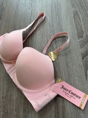 Juicy Couture Light Pink Padded Bra with Rhinestone Logo